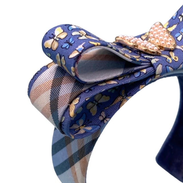 Italian Ferragamo Butterfly Vintage Silk Necktie Cuff Bracelet, Style After For Sale - Image 3 of 4
