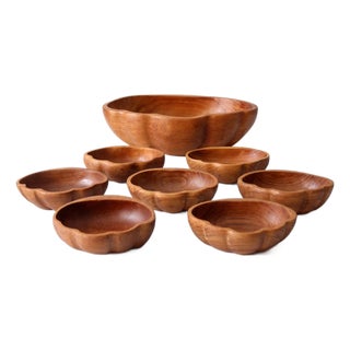 Mid 20th Century Mid-Century Modern Wood Serving Bowl Set For Sale
