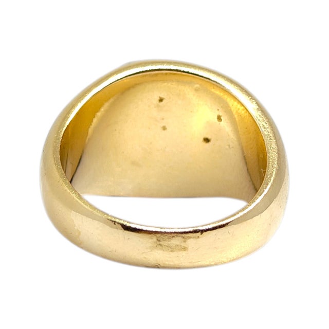 Late 20th Century Vintage 14k Gold Onyx & Diamond Foliate Design Ring, Size 6.75 For Sale - Image 5 of 12