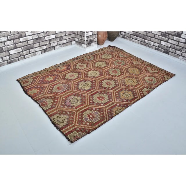 Vintage Handwoven Wool Kilim Carpet For Sale - Image 9 of 10