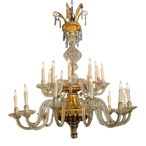 19th Century Venetian Twist Glass Arm and Giltwood Chandelier