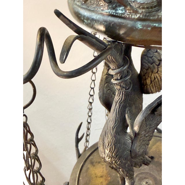 Metal 19th Century Large Bronze Grand Tour Neo Classical Pompeiian Tripod Heron Oil Lamp For Sale - Image 7 of 18