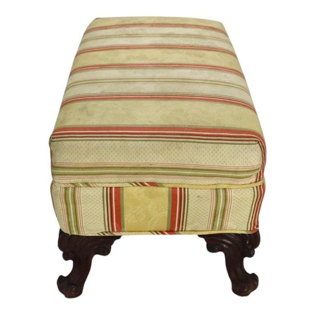 1920s Upholstered Footstool With Carved Mahogany Cabriole Legs C1920 For Sale - Image 5 of 10