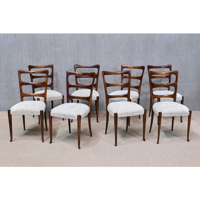 Mahogany and Chenille Dining Chairs by Paolo Buffa, Italy, 1940s, Set of 8 For Sale - Image 17 of 17