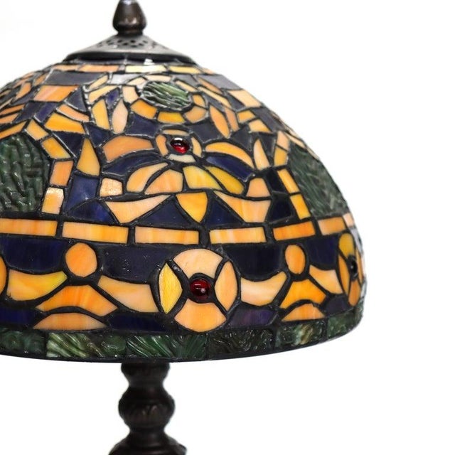 Arts & Crafts Leaded Stained Glass Table Lamp 20thC. Measures - 20.5"H x 12"W x 12"D. A finely crafted Arts & Crafts...