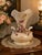 Exceptional vintage Capodimonte porcelain vase featuring a dramatic sculptural fan-form silhouette, luminous iridescent...