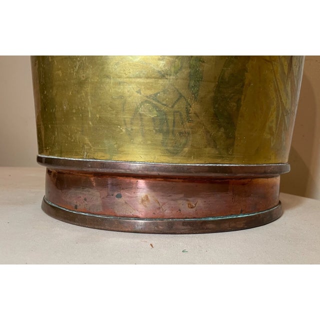 Large Heavy 19th Century Brass Copper Civil War Navy Water Milk Jug Metalware For Sale - Image 4 of 15