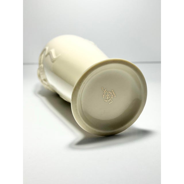 Ivory 1980s Vintage Lenox Bone China Ivory & Gold Rim “Rose” Bud Vase For Sale - Image 8 of 9