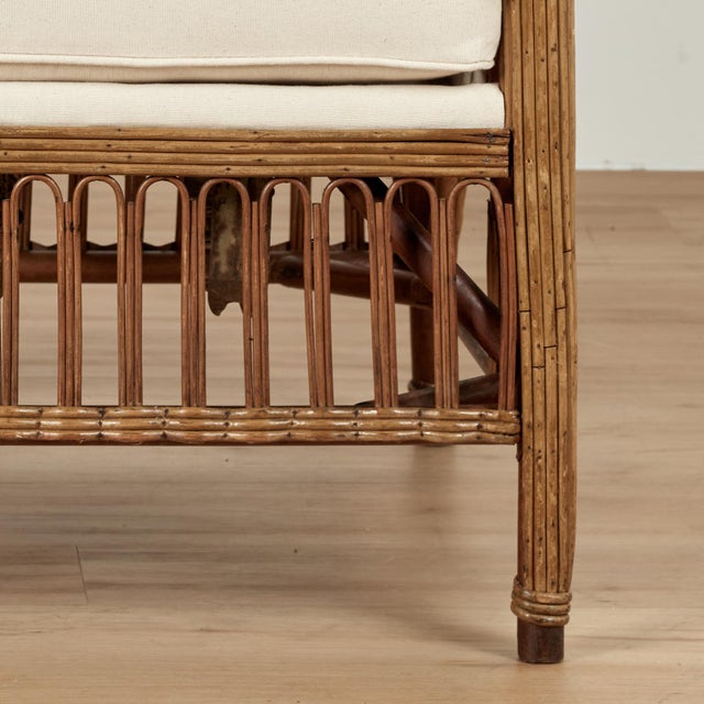 French Art Deco Rattan Pair of Armchairs For Sale In West Palm - Image 6 of 16