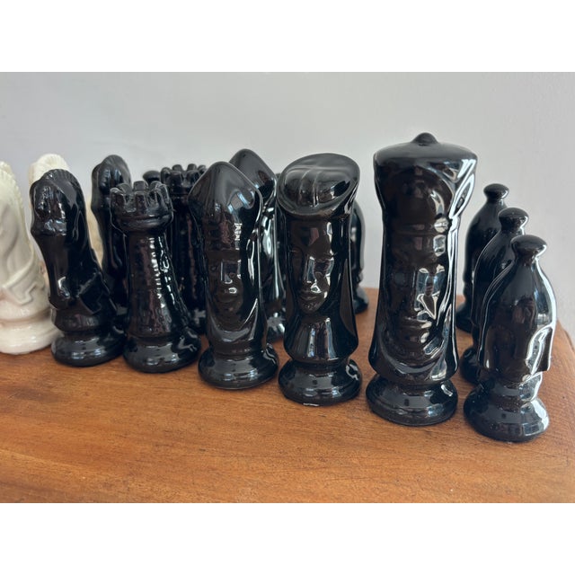 Ceramic Vintage Duncan Ceramic Chess Pieces, Complete Set of 32 For Sale - Image 7 of 11