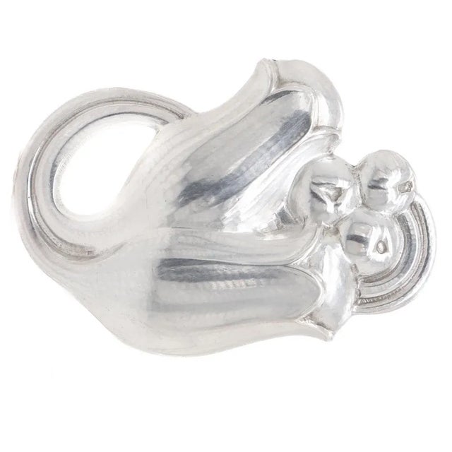 Mid 20th Century Vintage Georg Jensen Sterling Silver Tulip Brooch No. 100b For Sale - Image 5 of 11