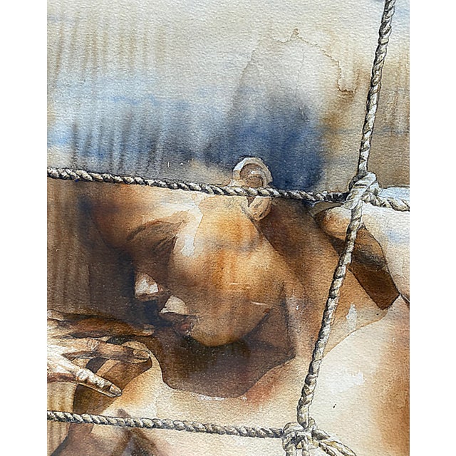 Realism Hernán Sosa Nude Watercolor Painting on Paper Framed Under Glass For Sale - Image 3 of 7