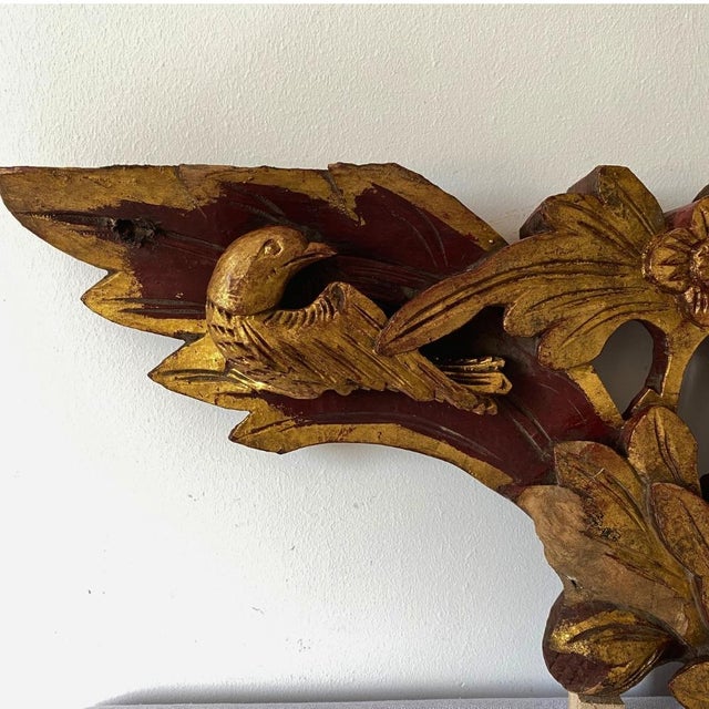 Gold Pair of c.1920 Antique Chinese Giltwood Openwork Carved Panels – Architectural Salvage For Sale - Image 8 of 17