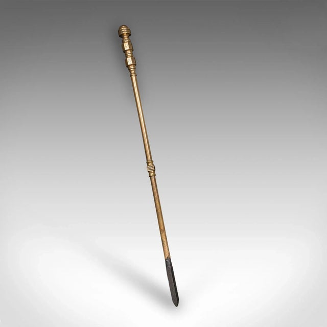 Antique Fire Tool Set, English, Brass, Shovel, Tongs, Poker, Victorian, c.1870 For Sale - Image 4 of 12