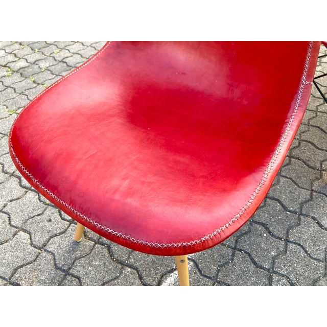 Wood Side Chairs in Ox Red Saddle Leather from Sol & Luna, 2000s, Set of 4 For Sale - Image 7 of 18