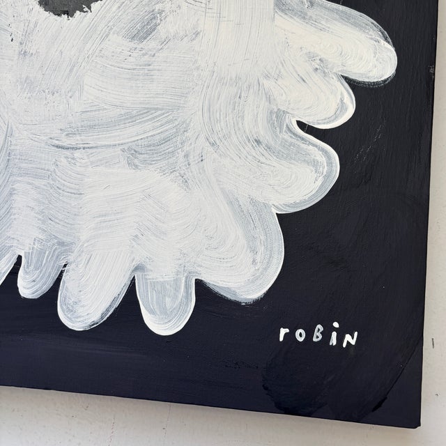 Pop Art Flower Six. White & Black Painting by Robin Zingone. For Sale - Image 3 of 3