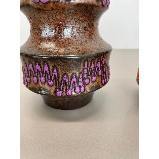 WGP Pink Orange Ceramic Fat Lava Vases from Scheurich, Germany, 1970s, Set of 2 For Sale - Image 12 of 18