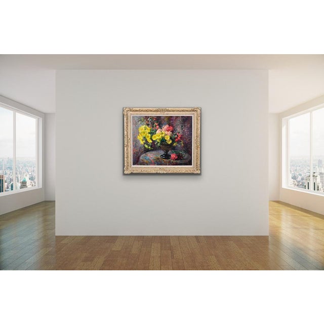 Jean Chaleye, Still Life of Carnations & Marigolds, Oil Painting, 1920s-1940s For Sale - Image 17 of 18