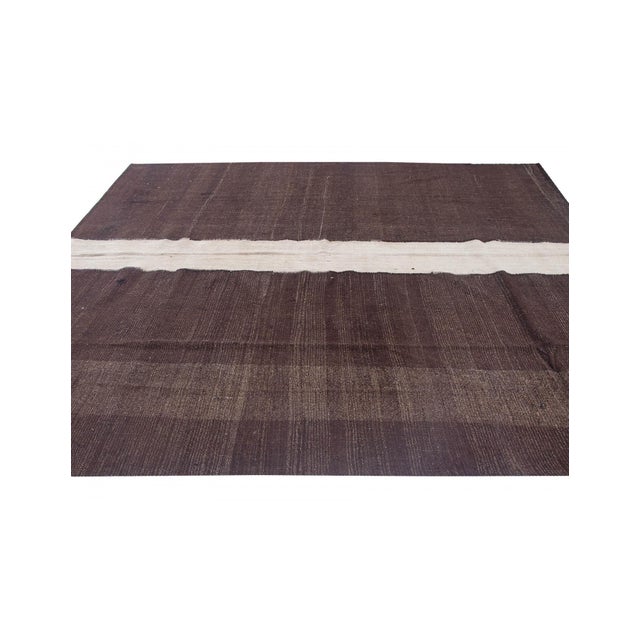 1960s Large Brown Vintage Modern Kilim Rug - 10`1" X 11`0" For Sale - Image 5 of 6