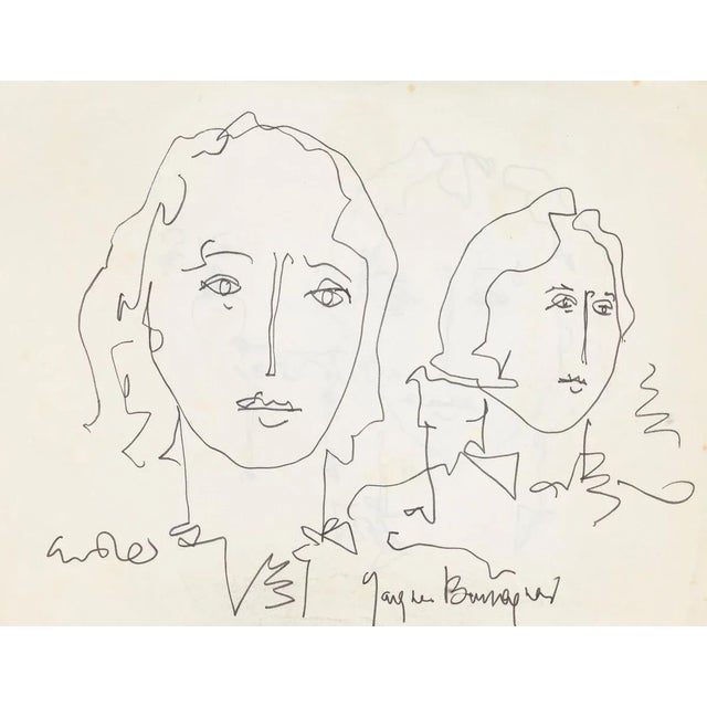 Women - 4 Original Pen Drawing on Paper - Mid 20th Century Mid 20th century For Sale - Image 3 of 5