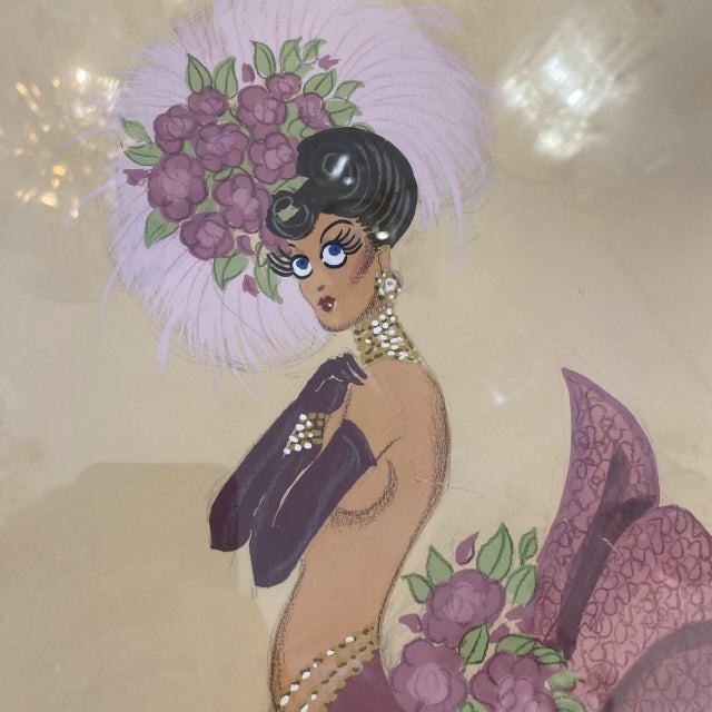 Hugo di Peina, Cabaret Style Figures, Mixed Media Paintings, 1920s-1940s, Set of 2 For Sale - Image 6 of 10