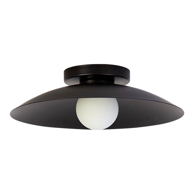 Dome Flush Mount, Black, 3in Glass Globe, Modern Led Ceiling Light, by Research.Lighting For Sale
