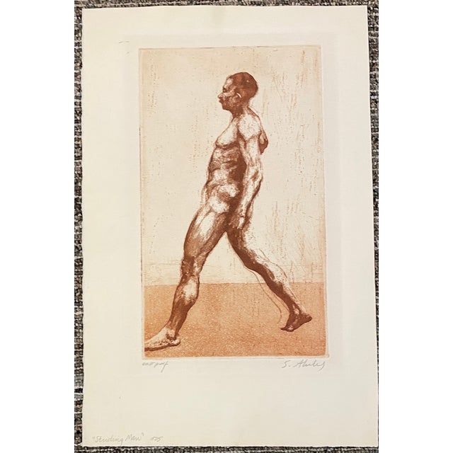 1965 Sigmund Abeles Striding Man Etching For Sale - Image 4 of 4