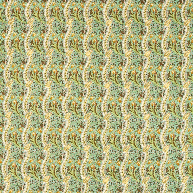 Morris & Co Daffodil Fabric in Cove Blue/Chocolate - a Sample For Sale