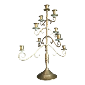 1920s Art Noveau Solid Brass Multi Tiered Candelabra W/ 9 Holders