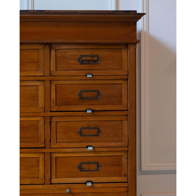 Italian Early 20th Century Italian Wooden Filing Cabinet with Tambour Door For Sale - Image 3 of 18