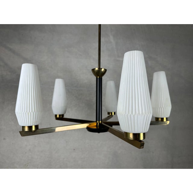 Gold Vintage Hanging Lamp in Opaline Glass For Sale - Image 8 of 8