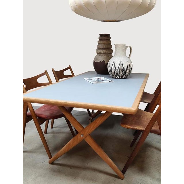 Vintage Sawhorse AT303 Dining Table by Hans J. Wegner for Andreas Tuck, 1960s For Sale - Image 6 of 9