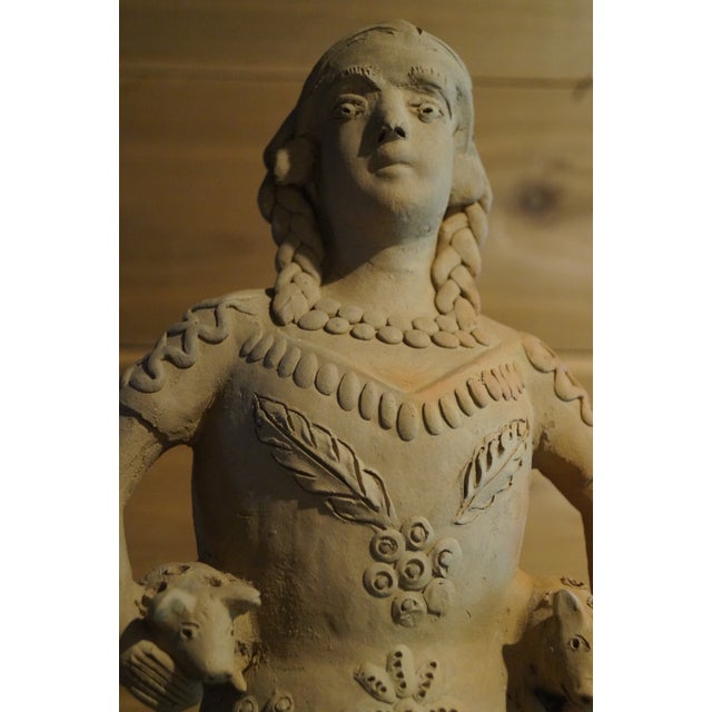 1970s Mexican Teodora Blanco Nunez Style Folk Art Pottery Woman For Sale - Image 10 of 11