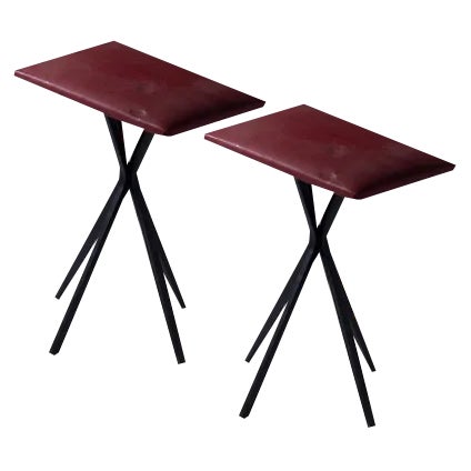 Set of Vintage Italian Stools in Red Faux Leather, 1960 For Sale