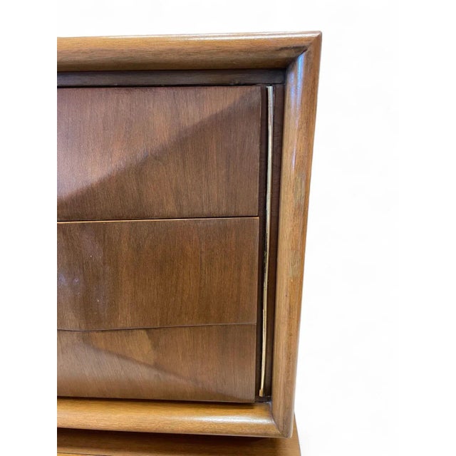 Wood 1960s Mid Century Modern United Diamond Front Tall Chest For Sale - Image 7 of 12