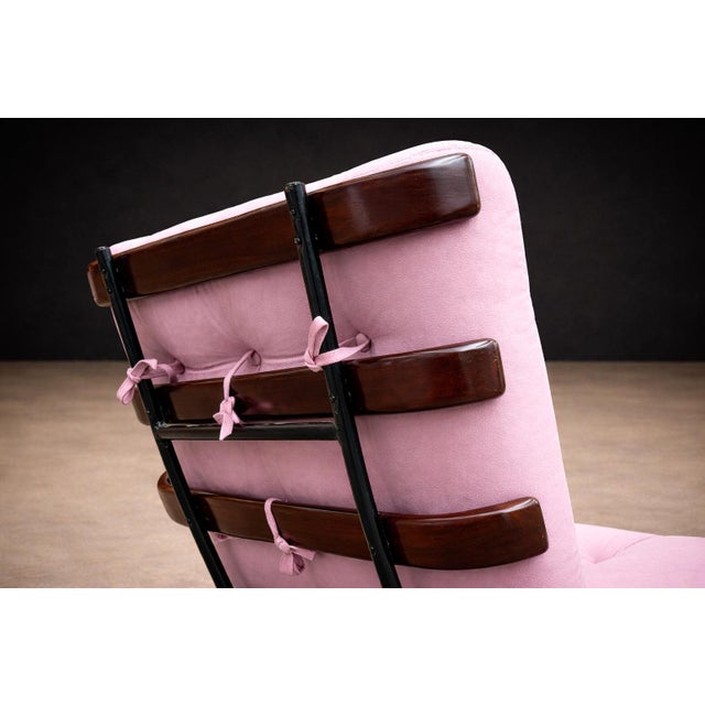 Brazilian Modern Wood Slat & Metal Frame Armchair, Moveis Pallar, 1950s For Sale - Image 13 of 15