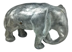 1960s Hand Poured Galvanized Metal Elephant Statue