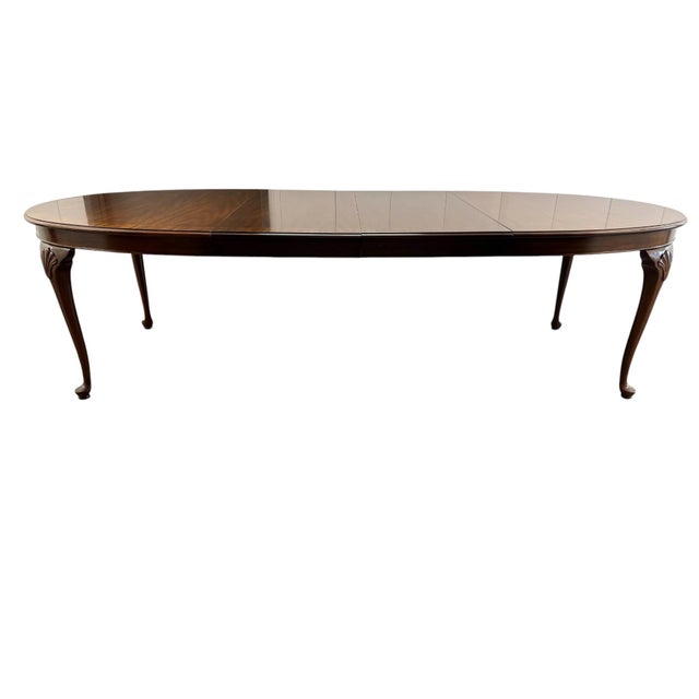 Traditional Late 20th Century Kindel Councill Banded Oval Dining Table With 2 Leaves For Sale - Image 3 of 12