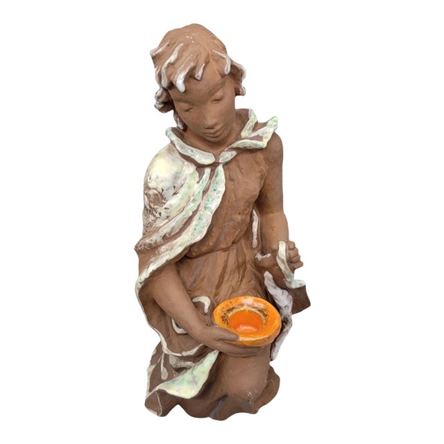 Figural Candle Holder Designed by Lore Friedrich Gronau for Karlsruhe Ceramic Works Germany, Circa 1950s For Sale