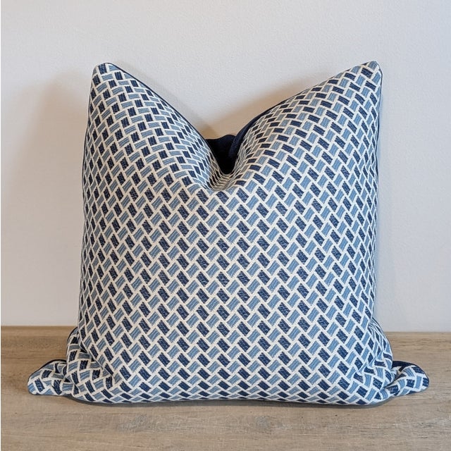 Brunschwig & Fils Brunschwig & Fils Briquetage Sky & Indigo Pillow - Single For Sale - Image 4 of 6