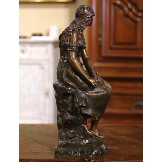 19th Century French Patinated Spelter Sculpture of Woman by A. Moreau For Sale - Image 9 of 12