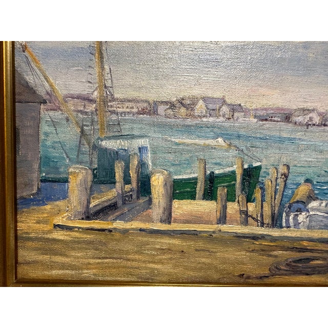 John Dawson Impressionist Oil Painting: Galilee, Rhode Island Fishing Boats, 1947 For Sale - Image 4 of 10