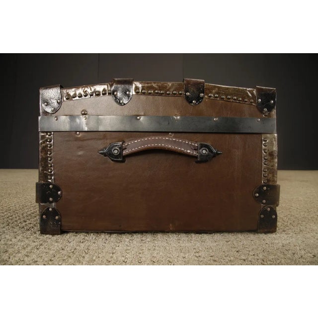Restored Crouch & Fitzgerald Leather Trunk, C 1920s, Signed For Sale - Image 12 of 18