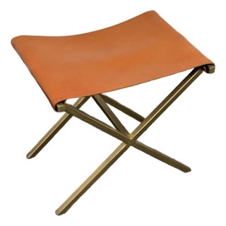 Cb2 Leather Director's Stool For Sale