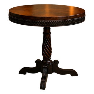 1930s Magnificent Mahogany Table With Braided Leather Border For Sale