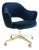 Original Saarinen Executive Arm Chair in Navy Velvet, Swivel Base, Custom Gold Edition - Pair of 2 For Sale