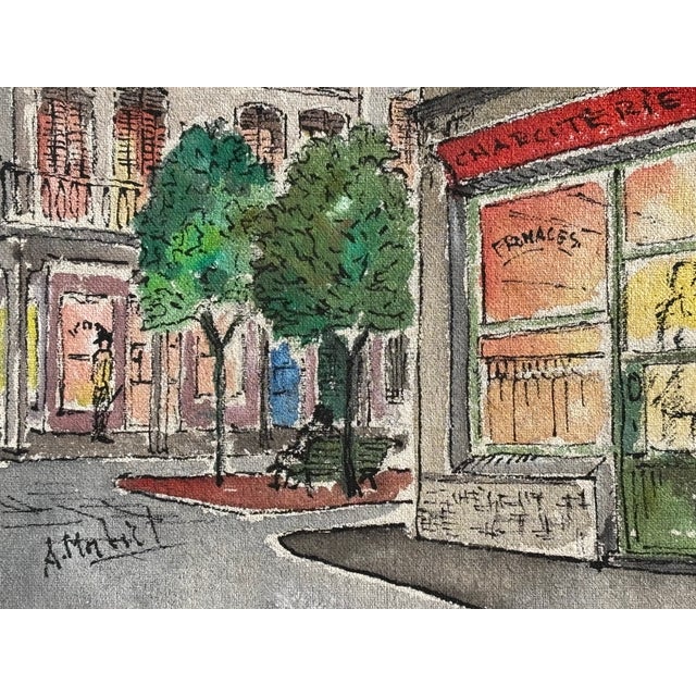 Rustic European Charming 20th C. French / Parisian City Scene - Original Watercolor on Paper in Artisan Frame For Sale - Image 3 of 6