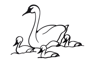 Large Cast Iron Swan Family, Germany, 1960s