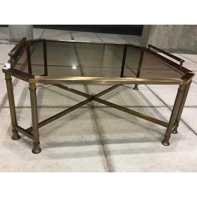 Mastercraft Mastercraft Brass & Glass Coffee Table After Jansen For Sale - Image 4 of 13