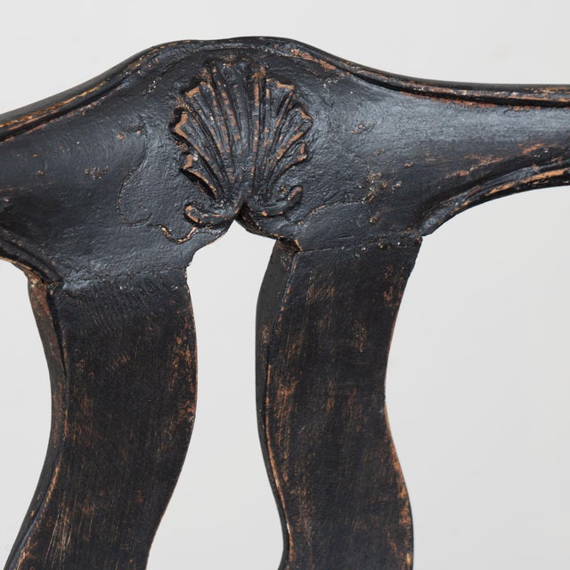 19th Century Swedish Black Painted Pine Armchairs For Sale - Image 4 of 15